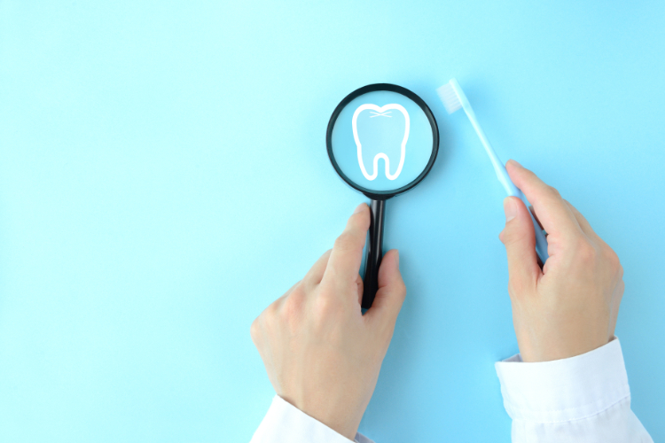 虫歯の予防について教える歯科医師